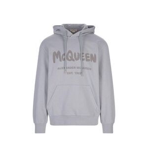 Alexander McQueen Cotton Crewneck Sweatshirt Men Gray Sweaters